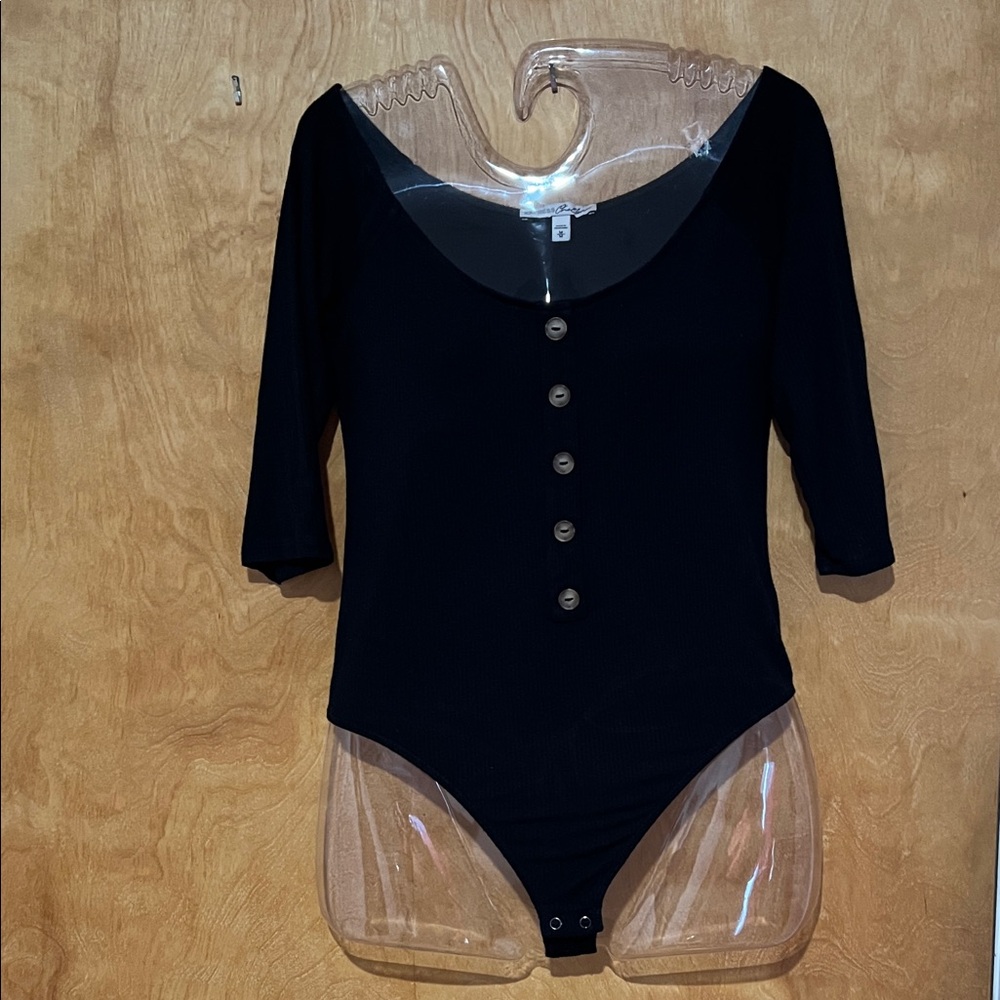 Women’s EXPRESS stretch Black Bodysuit with Button Detail Sz.L/XL